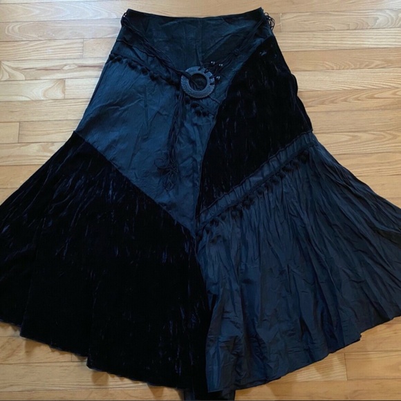 Linea Domani Dresses & Skirts - ~ SOLD ~ LINEA DOMANI 6 Boho Mixed Media Velvet Corduroy Maxi Skirt Steampunk